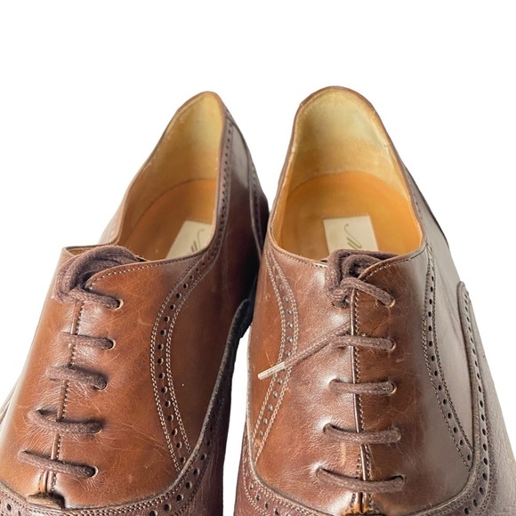 MEZLAN Mens Dress Shoes  Brown Leather Lace Up Cap Toe Oxfords Size 12 W